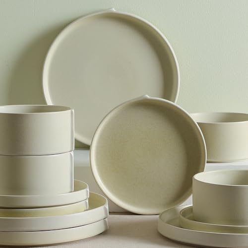 Bao 4 Piece Dinner Plate Set Stoneware (Beige / 4-Piece - Dinner Plate)