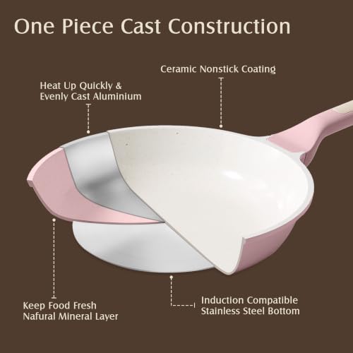 23 PCS Non Toxic Ceramic Cookware Set (Sakura Pink / Large)