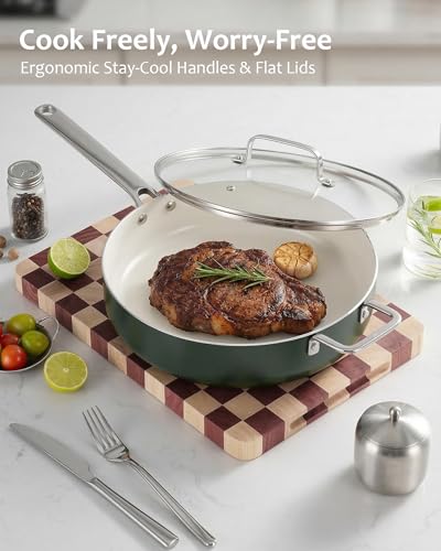 Pots and Pans Set Nonstick Creamic Cookware Sets Oven Safe