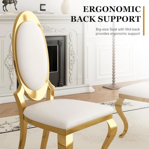 Modern Dining Chairs Set of 2 (White/Gold / Set of 2)