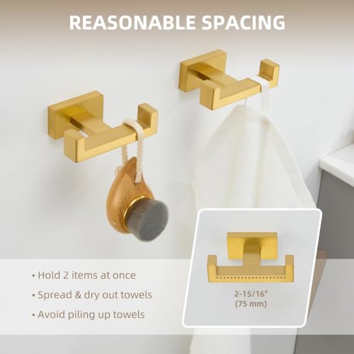 Double Towel Hook Brushed Dark Gold (2 Pack / Brushed Dark Gold)