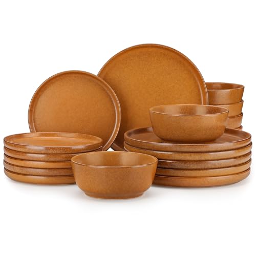 Plates and Bowls Sets (Caramel Yellow / 18 Pcs (Service for 6))