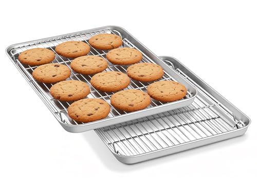 16x12 Inch Stainless Steel Baking Sheet with Wire Cooling Rack Set (16x12x1)
