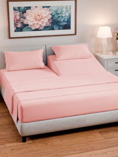 Flex Top Split Head King 4 Piece Sheet Set (31 - Baby Pink / Split Head/Flex Top)