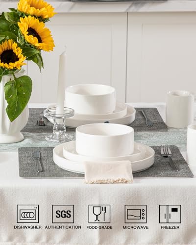 Sweejar Porcelain Dinnerware Sets for 4 (Pure White / Service for 4 (12pcs))