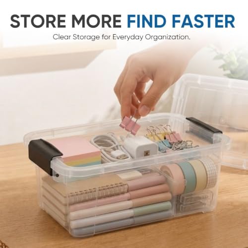 3.4 Quart Clear Plastic Storage Boxes with Lids (3.4 Quart)