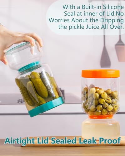 Pickle Jar with Strainer Flip (7-Blue&Orange / 51oz 2pcs)