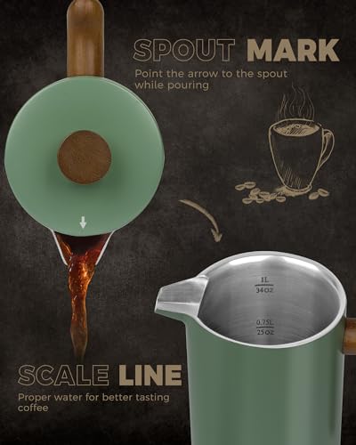 POLIVIAR French Press Coffee Maker (Green)