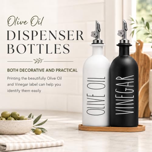 16oz Olive Oil Dispenser Bottles for Kitchen (Black&White+Tray / 16 fl oz)
