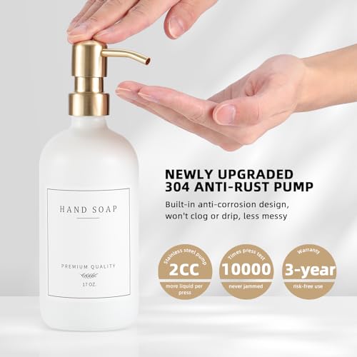 Soap Dispenser Bathroom (White Bottle/Gold Pump N+ Tray + Funnel)
