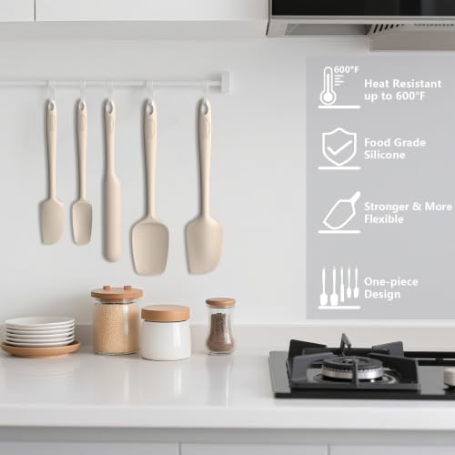 Silicone Spatula Set of 5 (Pure Beige)