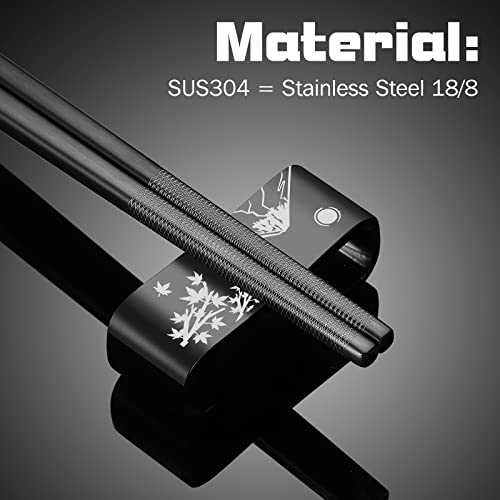 Premium 304 Stainless Steel Chopsticks Set (Black)