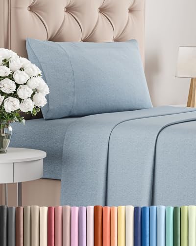 Twin Size 3 Piece Sheet Set (39 - Heathered Blue / Twin)