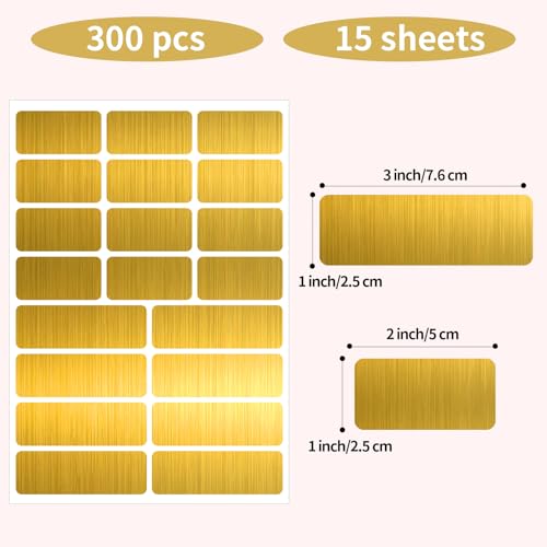 Gold Label Stickers Removable Writable Gift Labels (Gold- a / 1 x 2 inches, 1 x 3 inches Set)