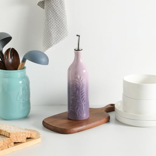 Sweejar Large Olive Oil Dispenser Bottle with Spout (Gradient Purple / Patterned styles)