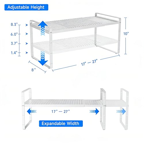 Expandable Kitchen Shelf Organizers (White Small)