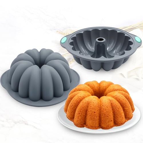4 Pieces Silicone Fluted Tube Cake Pans (4pcs fluted tube cake pans (10 Cups))