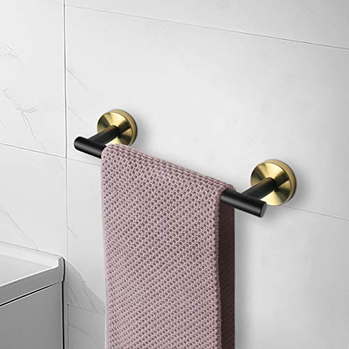 Bath Towel Bar (Matte Black & Gold / 9 Inch)