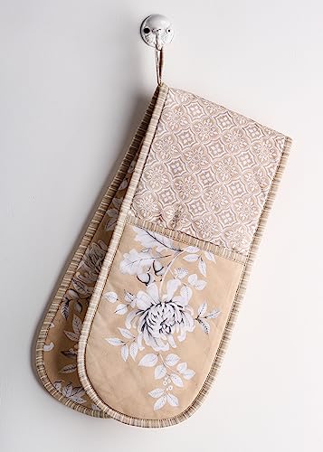Double Oven Mitts 100% Cotton Double Oven Glove (040 - Pretty Autumn / 7" x 35" (Double Oven Mitt))