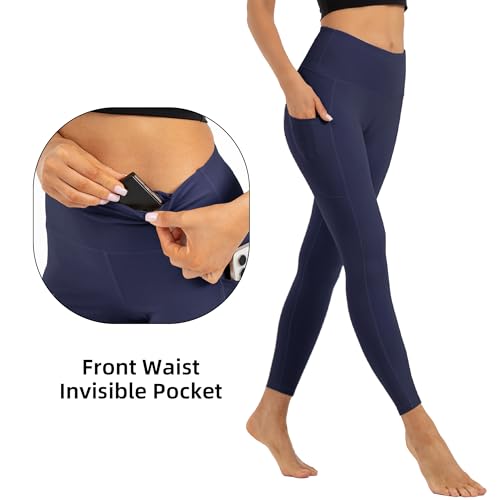 Butt Lifting High Waist Leggings for Women Buttery Soft Yoga Pants with Pockets Moisture (Small / Navy)