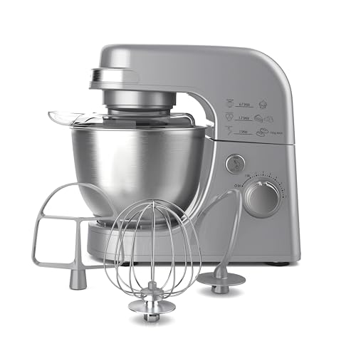 Electric Stand Mixer (Silver / 7 Speeds with Whisk & Splash Guard)