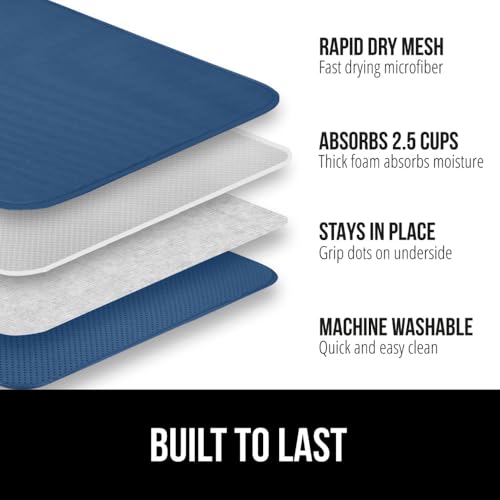 Ultra Absorbent Microfiber Dish Drying Mat (18" x 16" (2 Pack) / Microfiber / Blue)