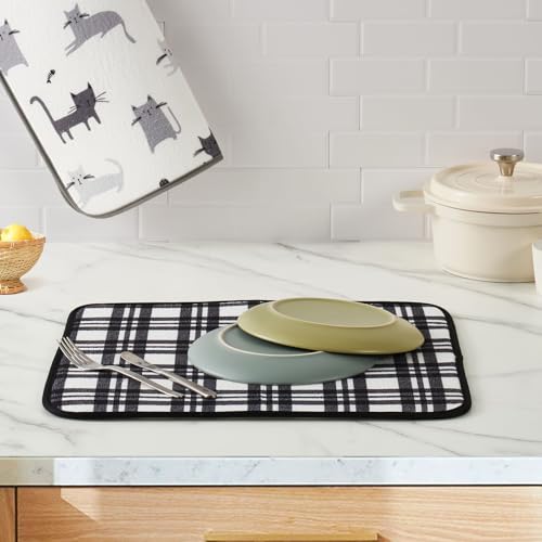Dish Drying Mats 2 Pack (16''X18'' / Black & White Cats)