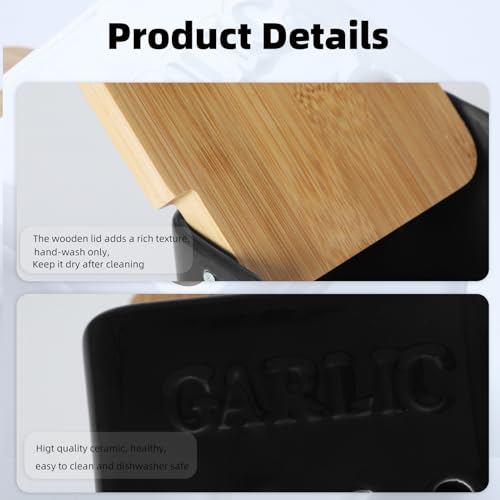 Garlic Keeper with Lid (Black)