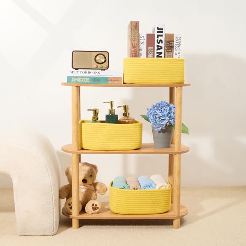 Small Storage Baskets for Organizing (4pcs-L11.5xW7.5xH4.7" / Yellow)