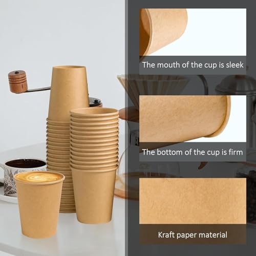400 Pack 8 oz Paper Cups Brown Kraft Disposable Hot Coffee Cups (Brown / 8OZ-400PACK)