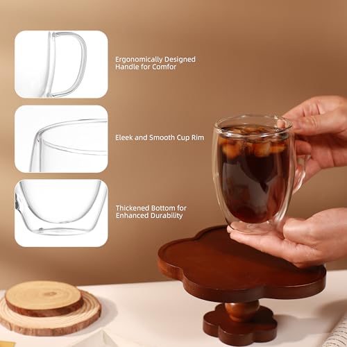 6 Pack Double Walled Glass Coffee Mugs (12oz(6-pack))
