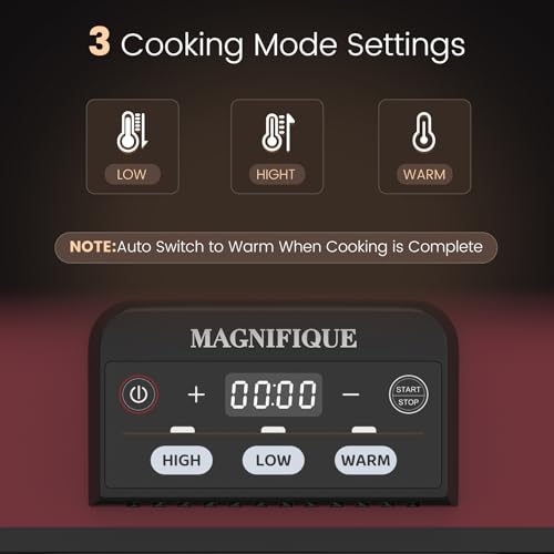 4 Quart Casserole Programmable Slow Cooker with Ceramic Baking Dish (Red)