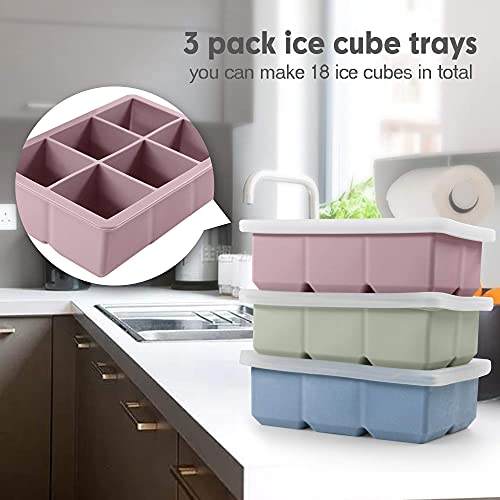 Silicone Ice Cube Trays (Blue Pink Green)