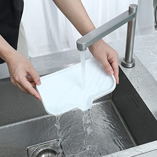 Silicone Soap Dish with Drain Spout (White / M(9.6"×5.3"))