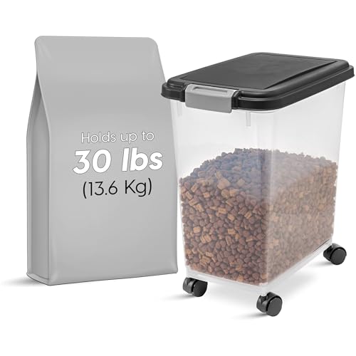 Airtight Pet Food Storage Rolling Container (30 lbs / Black)