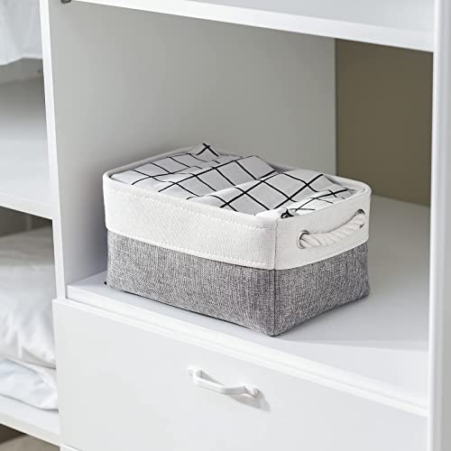 Organization and Storage Basket for Shelves (White&Grey / Small -11.8Lx7.9Wx5.2H)