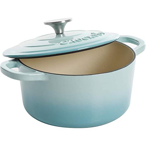 Artisan Round Enameled Cast Iron Dutch Oven (Aqua Blue / 7-Quart)
