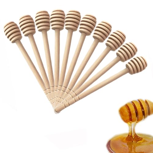 50 Pcs Wooden Honey Dipper Stick Collecting Dispensing Drizzling Jam Portable Wedding Party (15cm)