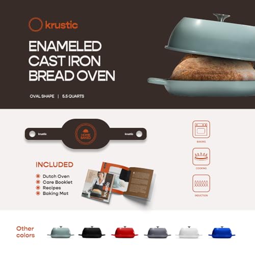 Enameled Cast Iron Dutch Oven for Professional Sourdough Bread Baking (Sea Salt)