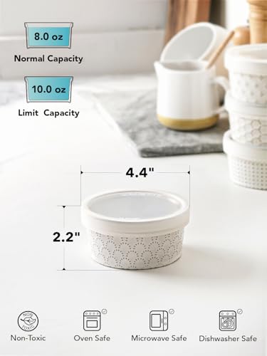 Ramekins Oven Safe with Lids (8 oz)