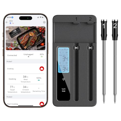 Smart Wireless Meat Thermometer with Dual Probes
