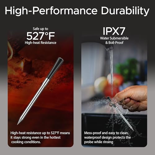 750ft Wireless Meat Thermometer Long Range for Smoker (3 Probe Black)