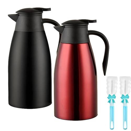 70 Oz Thermal Coffee Carafe for keeping hot (Black/Red / 2× 70 Ounces)