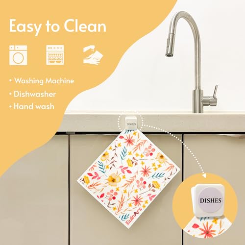 Swedish Dishcloths for Kitchen (Watercolor Flower)