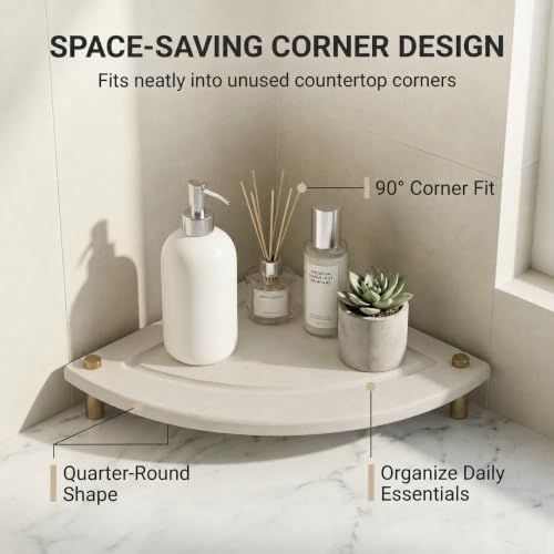 Corner Counter Shelf (8.5"x 8.5" - Beige - Fan-shaped)