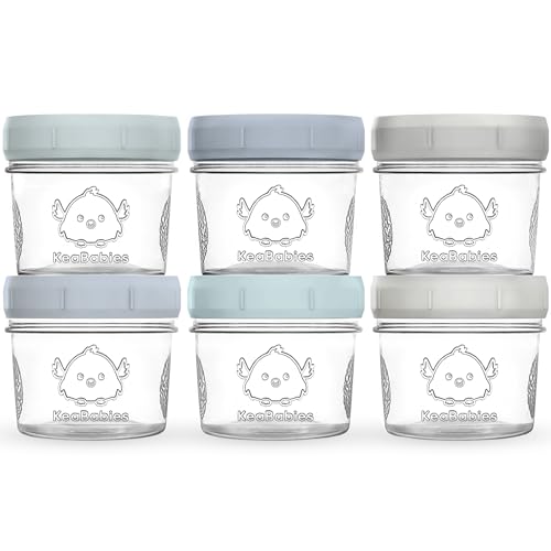 6pk 4oz Glass Baby Food Containers with Lids (6-pk 4 Ounce / Slate)