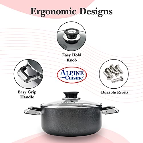 5 Quart Non stick Stock Pot with Tempered Glass Lid and Carrying Handles (5-Quart Stock Pot / Open Stock)