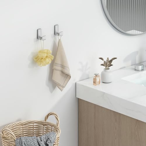 Bathroom Towel Hooks (2 Pack / Brushed Nickel)
