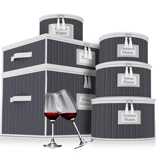 Fine China Storage Containers (Gray01 / 6 Pack China Storage Containers Set (Gray）)
