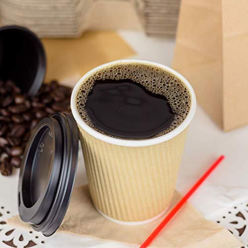 8 oz Ripple Insulated Coffee Cup [500 Count] Disposable Paper Hot Cup (8 OZ / Brown)